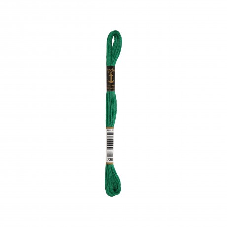 Meada de linha de bordar Anchor Stranded Cotton, filosele cor 230 verde